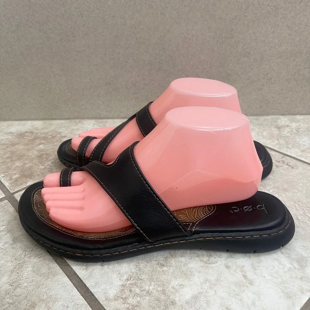 B.O.C. Born Concept Women Black Toe Loop Slide Sandals flip flop Size 9M